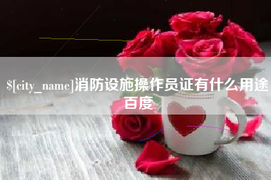 宁德消防设施操作员证有什么用途百度